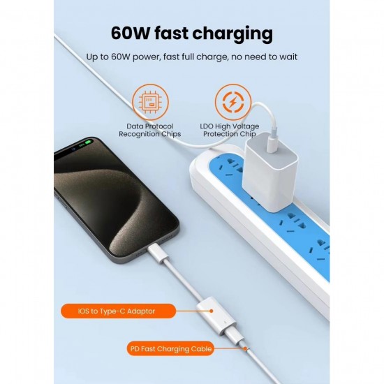 GA10 Mac-Book iPhone ile Uyumlu Şarj Data Kablosu 15 ve Üstü Çevirici Type-C to Lightninng Adaptör