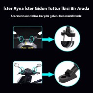 Apera GA11 Motosiklet Bisiklet Telefon Tutucu İster Ayna İster Gidon Tuttur İkisi Bir Arada Şok Emici Damperli