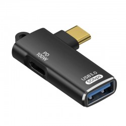 Apera GA29 Type-C Metal Adaptör USB 3.0 5Gbps Veri Aktarımı 100W PD Şarj i-Phone Android Uyumlu (Siyah)