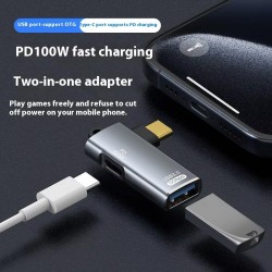 Apera GA29 Type-C Metal Adaptör USB 3.0 5Gbps Veri Aktarımı 100W PD Şarj i-Phone Android Uyumlu (Parlak Koyu Gri)