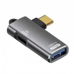 Apera GA29 Type-C Metal Adaptör USB 3.0 5Gbps Veri Aktarımı 100W PD Şarj i-Phone Android Uyumlu (Parlak Koyu Gri)