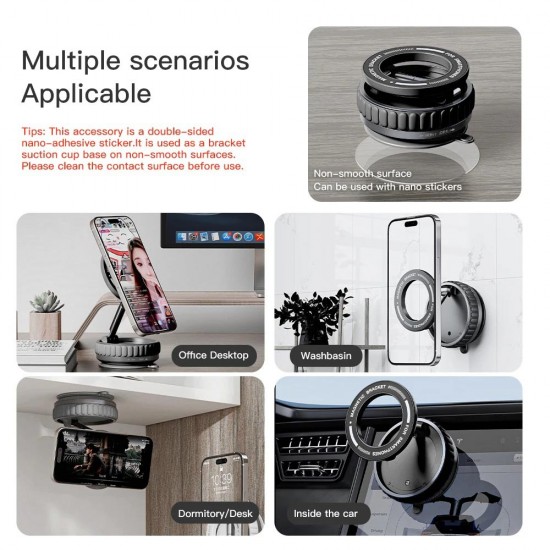 Apera GA40 Mag-Safe Ultra Sağlam Vakumlu Mini Araç Telefon Tutucu Ev Spor Salonu Fayans Ayna