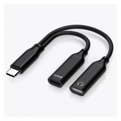 GA50 2in1 Type-C 60W PD Hızlı Şarj ve Ses Aktarımı Kulaklık Aux Dönüştürücü iPhone ile Uyumlu Alüminyum Kasa