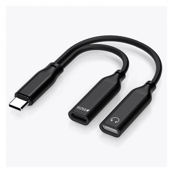 GA50 2in1 Type-C 60W PD Hızlı Şarj ve Ses Aktarımı Kulaklık Aux Dönüştürücü iPhone ile Uyumlu Alüminyum Kasa