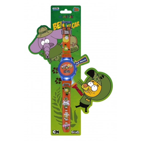 MiniFlak Kral Şakir Lisanslı KS7221 Turuncu Mavi Işıklı Öğretici Çocuk Saati