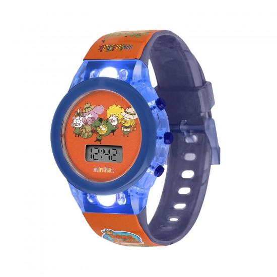 MiniFlak Kral Şakir Lisanslı KS7221 Turuncu Mavi Işıklı Öğretici Çocuk Saati