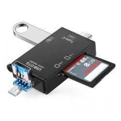 Ga69 6in1 Android ve iPhone 15 ile Uyumlu Çevirici OTG Adaptör USB 2.0 Type-C Micro USB SD Micro SD Hafıza Kartı Okuyucu