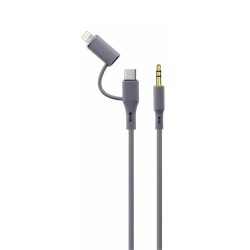 Ga77 Araç Silikon Ses Kablosu 2in1 Type-C 3.5mm Kulaklık Lighting Tüm iPhone ile Uyumlu 100 Cm Uzunluk