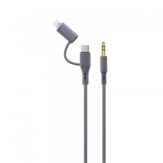 Ga77 Araç Silikon Ses Kablosu 2in1 Type-C 3.5mm Kulaklık Lighting Tüm iPhone ile Uyumlu 100 Cm Uzunluk