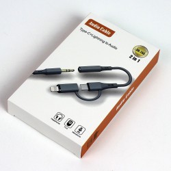 Ga78 2in1 Aux Dönüştürücü Silikon Ses Kablosu Type-C ve Lighting Kulaklık Ses Aktarımı iPhone ile Uyumlu