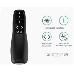 Ga82 Kablosuz Sunum Kumandası Type-C ve USB Girişli PowerPoint Slayt Sayfa Çevirme Kırmızı İşaretçi Işıklı Projektör