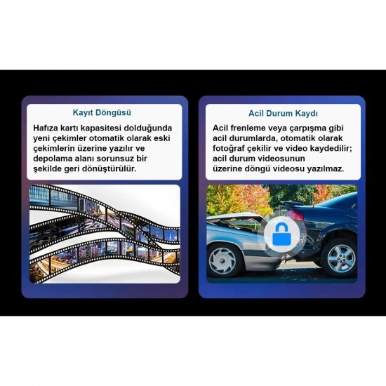 Apera Ga83 10 İnç 4K DVR Araç İçi Elle Dönen Kamera ve Geri Görüş Carplay Android Auto FM Radyo