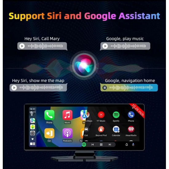 Apera Ga83 10 İnç 4K DVR Araç İçi Elle Dönen Kamera ve Geri Görüş Carplay Android Auto FM Radyo