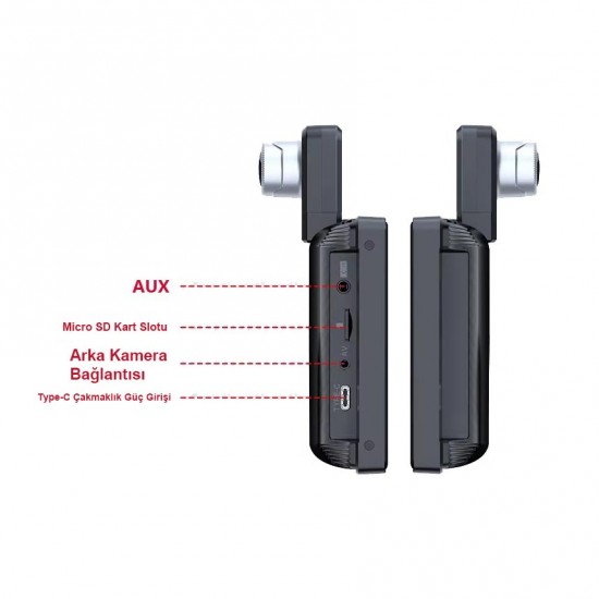 Apera Ga83 10 İnç 4K DVR Araç İçi Elle Dönen Kamera ve Geri Görüş Carplay Android Auto FM Radyo