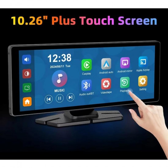 Apera Ga83 10 İnç 4K DVR Araç İçi Elle Dönen Kamera ve Geri Görüş Carplay Android Auto FM Radyo