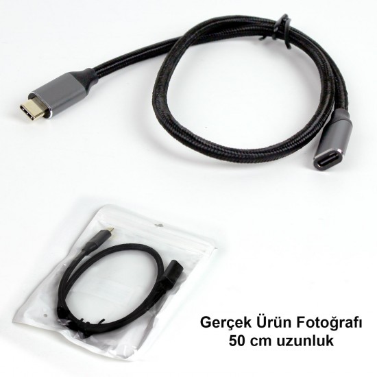 Apera Ga86 Type-C Uzatma Kablosu Asla Kopmaz Örgü Kablo Mac-book i-Pad Air 4 Telefon Bilgisayar Alüminyum Kasa