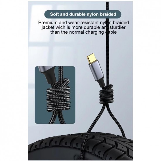 Apera Ga86 Type-C Uzatma Kablosu Asla Kopmaz Örgü Kablo Mac-book i-Pad Air 4 Telefon Bilgisayar Alüminyum Kasa