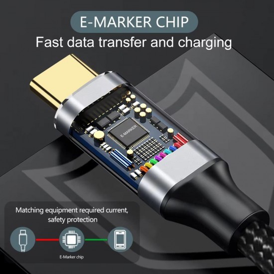 Apera Ga86 Type-C Uzatma Kablosu Asla Kopmaz Örgü Kablo Mac-book i-Pad Air 4 Telefon Bilgisayar Alüminyum Kasa