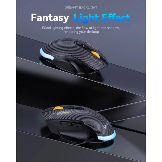 Mkespn SXS-W601 7 Tuşlu Gaming Mouse Karbon Fiber 3 Modlu Kablolu - Bluetooth - USB Alıcılı 12800 DPI Makro Tanımlı Oyun Faresi
