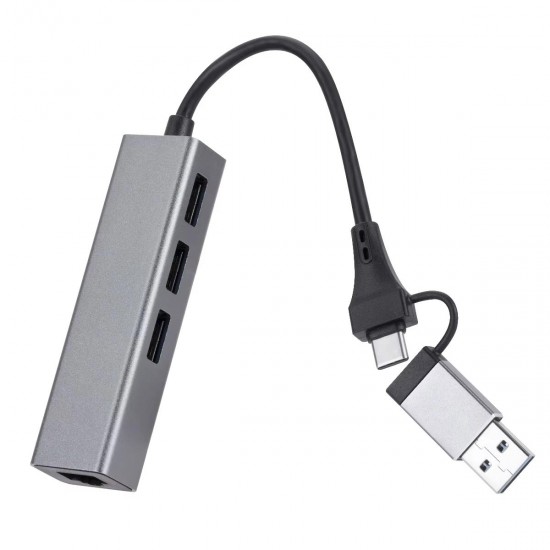 Ga87 USB 3.0 ve Type-C to 3x USB 3.0 LAN Hub Adaptör RJ45 Ethernet 1000Mbps