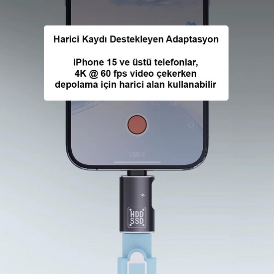 Apera GA89 Type-C to Şarj + OTG 3.0 2in1 Adaptör Telefona Harddisk Bağla Alüminyum Kasa