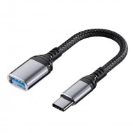 Apera Ga90 Type-C to USB 3.0 5Gbps Hız OTG Adaptör Alüminyum Kasa Örgü Kablo i-Phone 15 ve Üstü