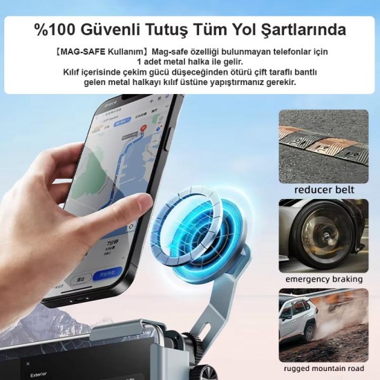 Ga92 Mag-Safe Ekran Üstü Elektrikli Araç Telefon Tutucu 1,7 cm Kadar Tüm Ekranlar Araba Notebook Monitör Tamamı Metal Kasa