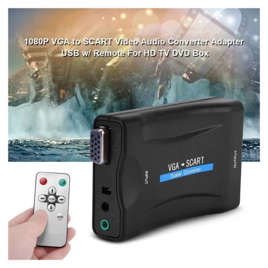 CR02 VGA dan Scart Video ve Ses Dönüştürücü Adaptör Uzaktan Kumandalı