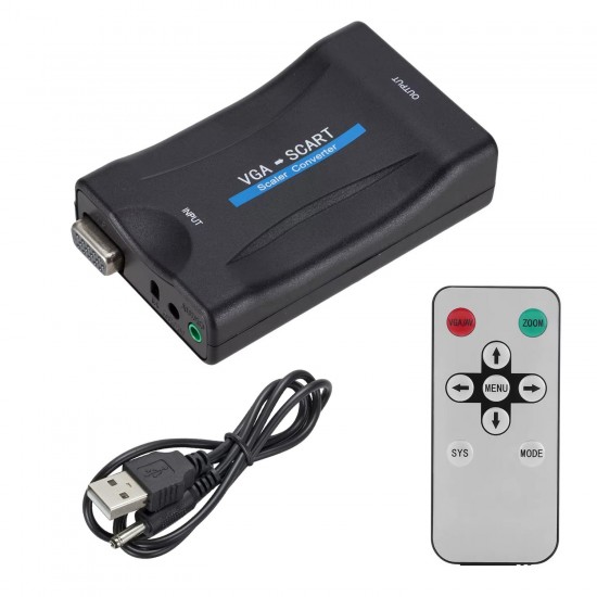 CR02 VGA dan Scart Video ve Ses Dönüştürücü Adaptör Uzaktan Kumandalı