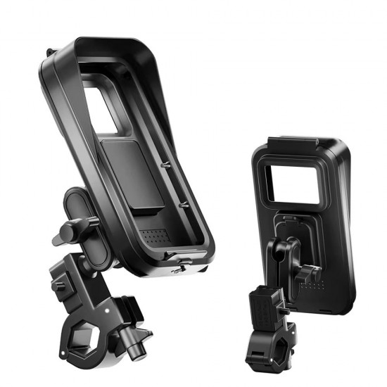 CR04 Motosiklet Bisiklet Gidon Telefon Tutucu Su Geçirmez Buğu Tutmaz Type-c ve USB Şarj Portu Tek El Kullanım