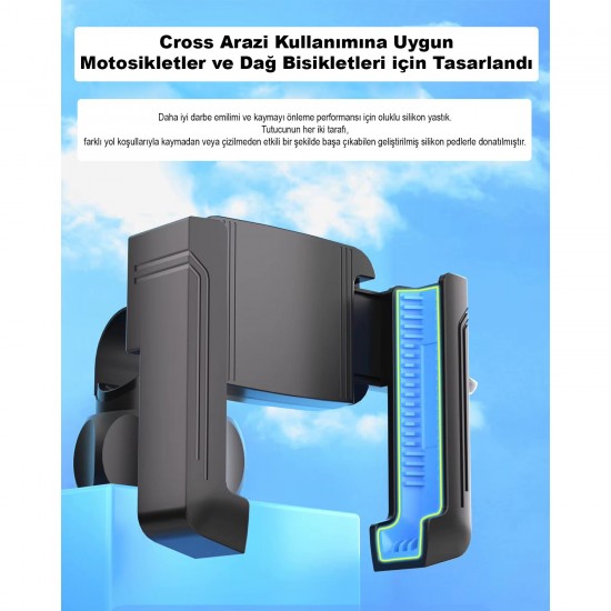 Apera CR07 Telefon Tutucu Cross Arazi Sürüşleri İçin Motor Motosiklet Dağ Bisikleti Gidon Montajlı Kilit Mekanzimalı