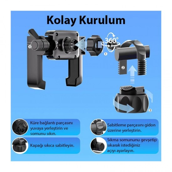 Apera CR07 Telefon Tutucu Cross Arazi Sürüşleri İçin Motor Motosiklet Dağ Bisikleti Gidon Montajlı Kilit Mekanzimalı