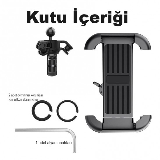 Apera Cr08 Vespa, Arora Cappuccino, Lambretta, Peugeot Modelleri ile Uyumlu Motor, Bisiklet, Motosiklet Telefon Tutucu 10-14mm Genişlikteki Barlar İçin, Kilit Sistemli, Şok Emici Damperli, Tek El Kullanımlı, Titreşim Önleyicili