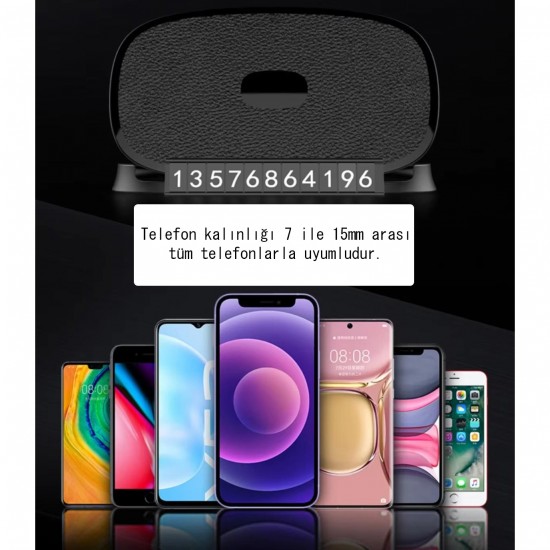 Cr10 3in1 Araç Torpido Üstü Telefon Tutucu Güneş Işığı Korumalı Yüzey Park Numaratör 360 Döner Yapışkan Taban