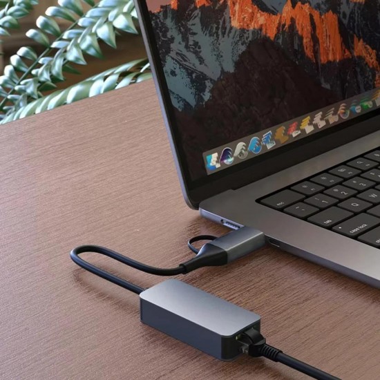 CR14 Type-C / USB 3.0'dan 2500Mbps RJ45 Ethernet Adaptör Mac Windows Uyumlu Alüminyum Kasa 2.5Gbps