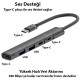 CR16 5in1 OTG Type-C'den 3ad Type-C, 2ad USB A Çoklayıcı Type-C Kulaklık Uyumlu USB C Adaptör Alüminyum Kasa