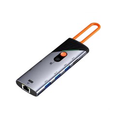 CR26 Taşınabilir USB 3.0 Type-C 5 Gbps için 8'i 1 arada USB Hub Çevirici Adaptörü, 1000Mbps RJ45 Ethernet, HDMI 4K 60Hz Görüntü, 3x USB 3.0, 90W PD Hızlı Şarj, SD Micro SD Kart