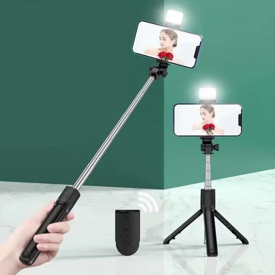 CR27 4in1 Bluetooth Kumandalı, Selfie Çubuğu, Tripod Monopod, LED Işık, Deklanşörlü, Canlı Yayın Standı Telefon Tutucu Katlanabilir Genişletilebilir