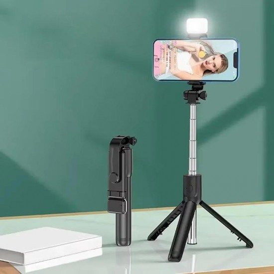 CR27 4in1 Bluetooth Kumandalı, Selfie Çubuğu, Tripod Monopod, LED Işık, Deklanşörlü, Canlı Yayın Standı Telefon Tutucu Katlanabilir Genişletilebilir