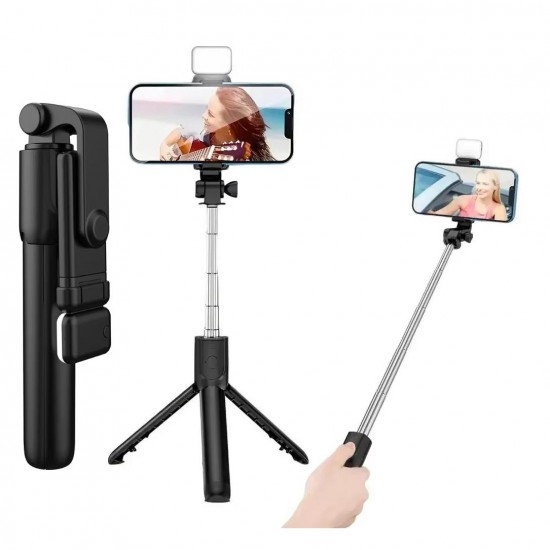 CR27 4in1 Bluetooth Kumandalı, Selfie Çubuğu, Tripod Monopod, LED Işık, Deklanşörlü, Canlı Yayın Standı Telefon Tutucu Katlanabilir Genişletilebilir