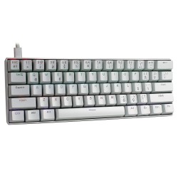 H61K Mini Mekanik Kablolu Gaming Oyuncu Klavye Türkçe Q Blue Switch 12 AD RGB LED Işık Modlu 61 Tuşlu (Beyaz)