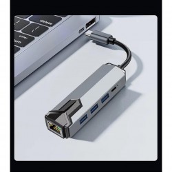 Cr33 5in1 Type-C Adaptör Çevirici, 3 Adet USB 3.0 5Gbps Hızında Port, 1000 Mbps Ethernet RJ45, PD 87W Hızlı Şarj Portu