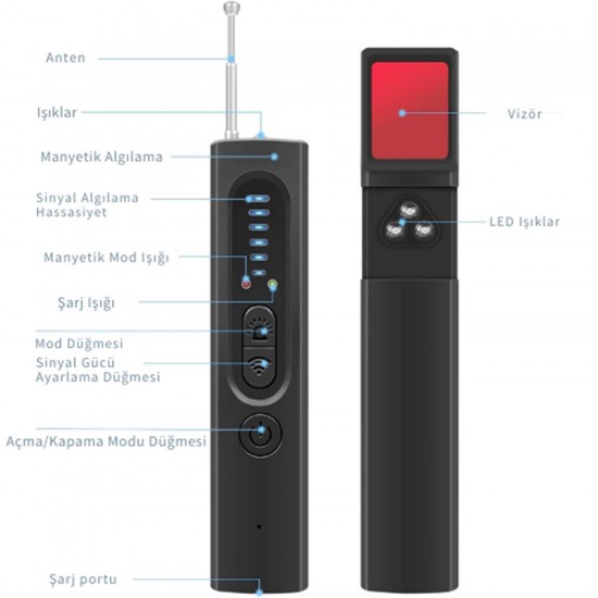 Apera X13 Gizli Kamera Dedektörü, Gizli Cihaz GPS Dedektörü, Gizlilik Koruyucu RF Kablosuz Sinyal Tarayıcı