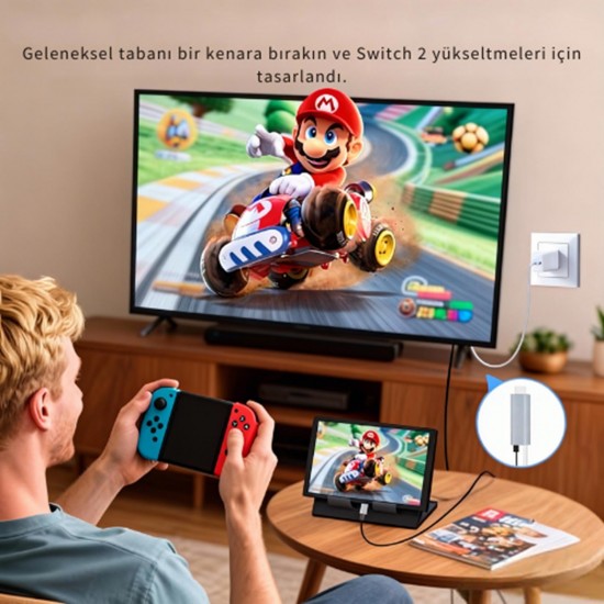 Cr36 Switch 2 için Görüntü Aktarıcı Adaptör Çevirici Type-C 3.1'den HDMI HDTV 4K 60Hz PD 100W Şarj 2 Metre Kablo Thunderbolt 3 Uyumlu