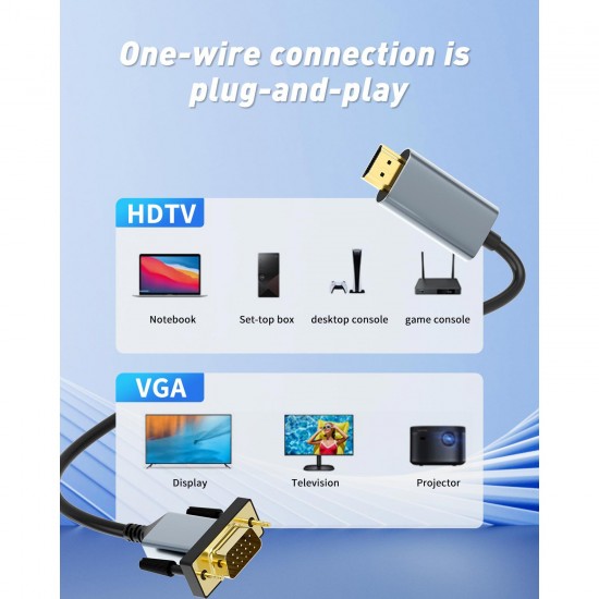 Cr37 HDMI'dan VGA'ya 1080p 60Hz Kablo Ses ve Görüntü Aktarıcı PS 3,4,5 2 Metre