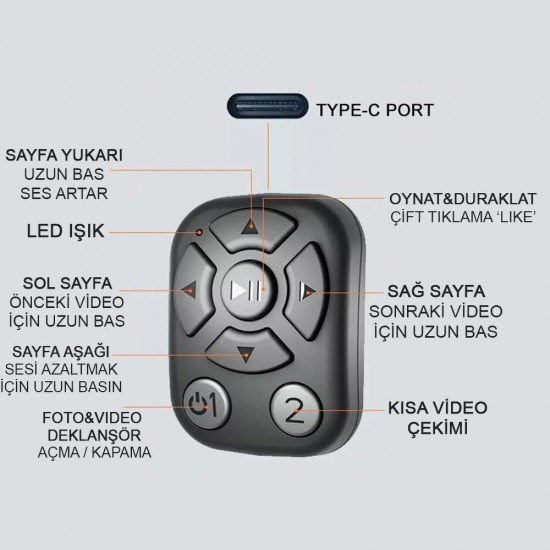 CR41 Parmak Yüzüğü Tiktok Bluetooth Uzaktan Kumanda Sayfa Çevirici Video Kaydı Selfie Kumandası Powerpoint Slayt Atlatıcı