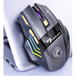iMCE GWX7 Kablosuz Şarjlı RGB Gaming Mouse Sessiz Tık Oyun Faresi 3200DPI 7 Tuş (Gri)