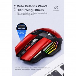 iMCE GWX7 Kablosuz Şarjlı RGB Gaming Mouse Sessiz Tık Oyun Faresi 3200DPI 7 Tuş (Kırmızı)