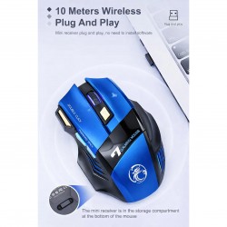iMCE GWX7 Kablosuz Şarjlı RGB Gaming Mouse Sessiz Tık Oyun Faresi 3200DPI 7 Tuş (Mavi)