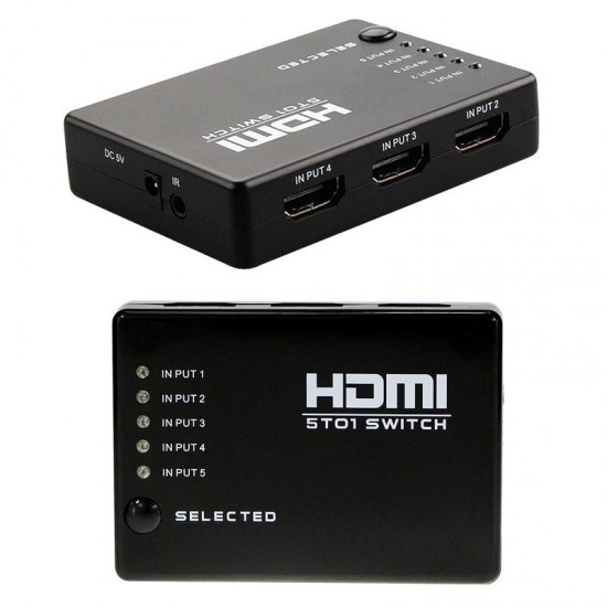 CR54 5 Girişli 1 Çıkışlı 4K Ultra HD Uzaktan Kumandalı HDMI Switch Çoğaltıcı – Otomatik Geçişli Çoklu HDMI Dağıtıcı